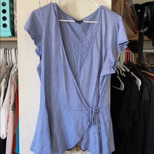 Blue Gingham Peplum Top